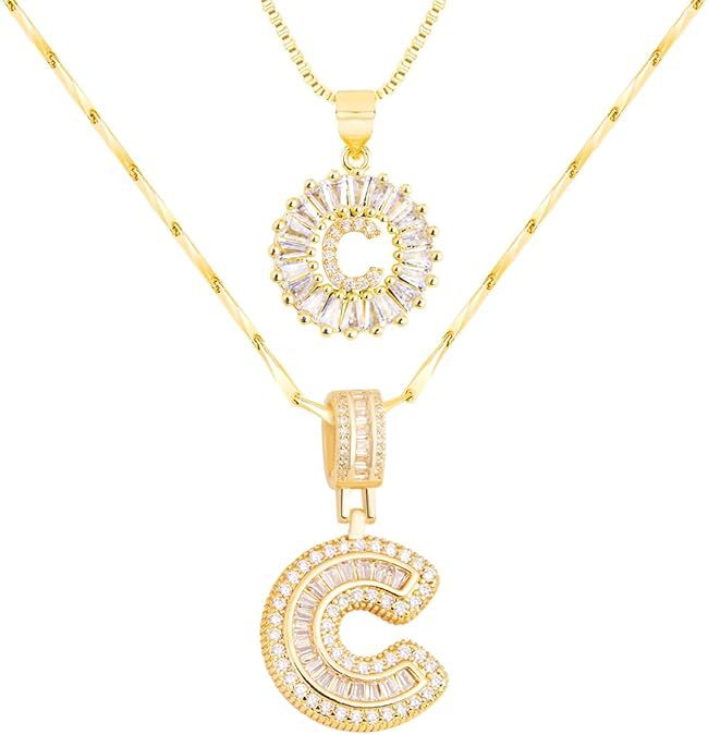 Premium A-Z Initial Pendant Necklace | Baguette Cut Simulated Diamond | Hypoallergenic 18K Gold Vermeil 💎✨