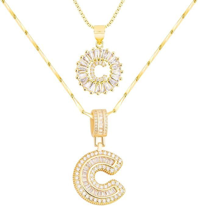 Premium A-Z Initial Pendant Necklace | Baguette Cut Simulated Diamond | Hypoallergenic 18K Gold Vermeil 💎✨
