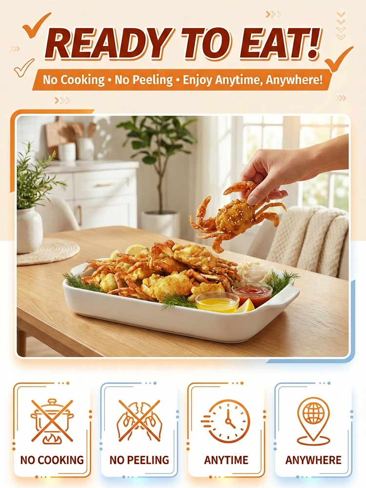 Premium Wild Caught Whole Mini Crabs - Low Carb Keto Friendly Snack - Vacuum Dehydrated Crispy Seafood 🦀🔥