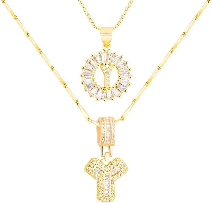 Premium A-Z Initial Pendant Necklace | Baguette Cut Simulated Diamond | Hypoallergenic 18K Gold Vermeil 💎✨