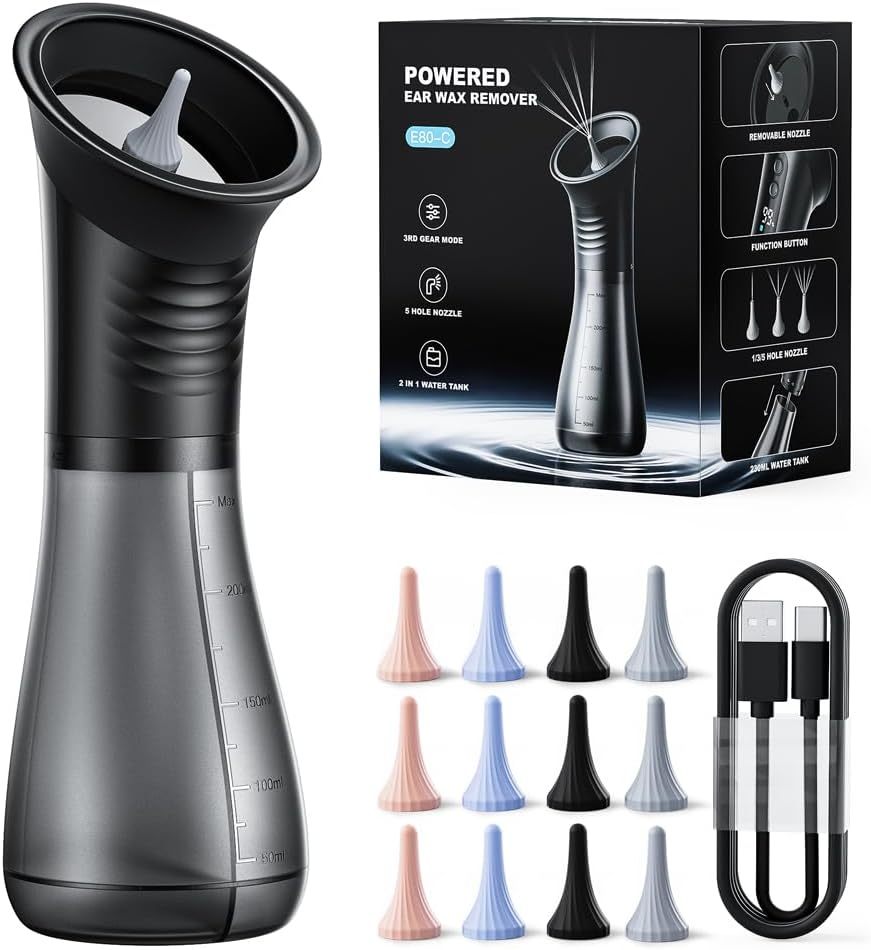 【Relieve itchy blocked ears】⭐ Portable Water Pulse Ear Cleaner Dual Tank 3 Modes IPX7 Waterproof Ear Spa Kit ⭐