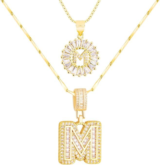 Premium A-Z Initial Pendant Necklace | Baguette Cut Simulated Diamond | Hypoallergenic 18K Gold Vermeil 💎✨