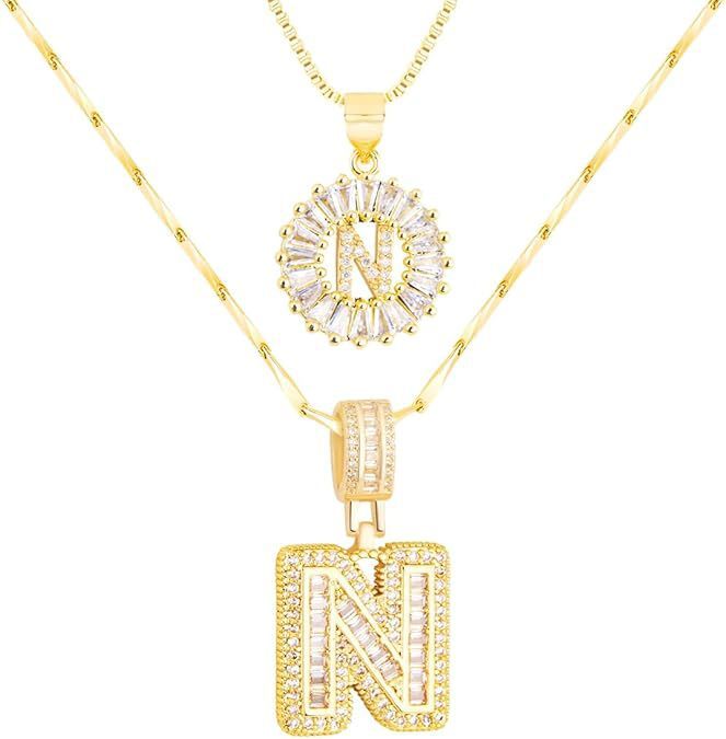 Premium A-Z Initial Pendant Necklace | Baguette Cut Simulated Diamond | Hypoallergenic 18K Gold Vermeil 💎✨