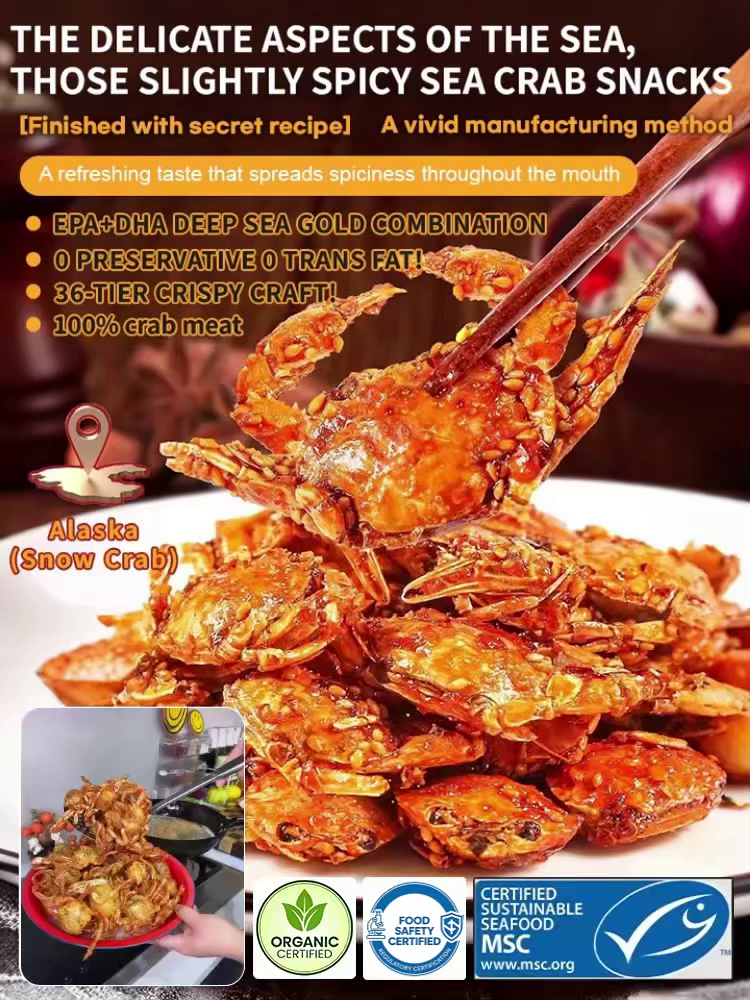 ⭐ Alaskan Snow Crab Whole Crispy Snack Shell-on Nutrition High Protein Low Calorie Sea Salt Flavor ⭐⭐Real Alaskan Snow Crab Ready to Eat Crispy Snack High Protein⭐
