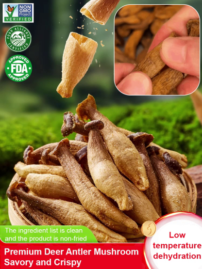 Zero Additive Low Fat Black Truffle Antler Mushroom Crispy Snack Wild Velvet Mushroom Crisps Gluten Free High Protein Healthy Snacking