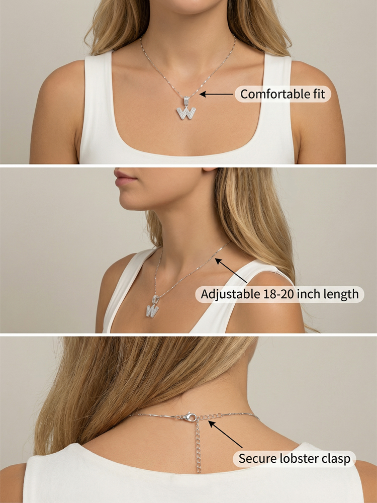 Premium A-Z Initial Pendant Necklace | Baguette Cut Simulated Diamond | Hypoallergenic 18K Gold Vermeil 💎✨