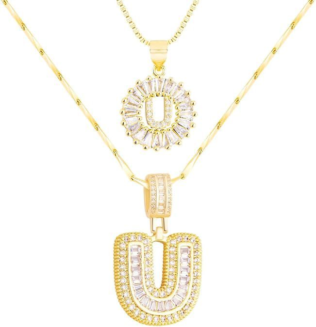 Premium A-Z Initial Pendant Necklace | Baguette Cut Simulated Diamond | Hypoallergenic 18K Gold Vermeil 💎✨