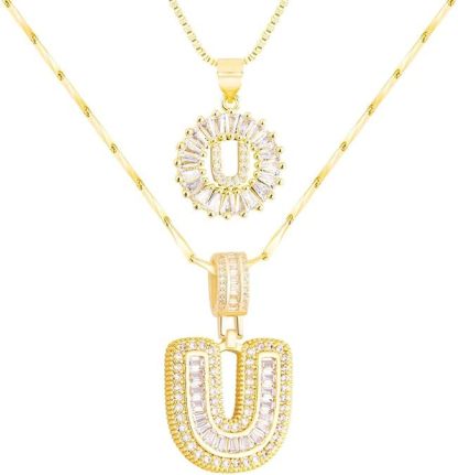 Premium A-Z Initial Pendant Necklace | Baguette Cut Simulated Diamond | Hypoallergenic 18K Gold Vermeil 💎✨