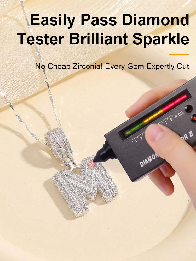 Premium A-Z Initial Pendant Necklace | Baguette Cut Simulated Diamond | Hypoallergenic 18K Gold Vermeil 💎✨