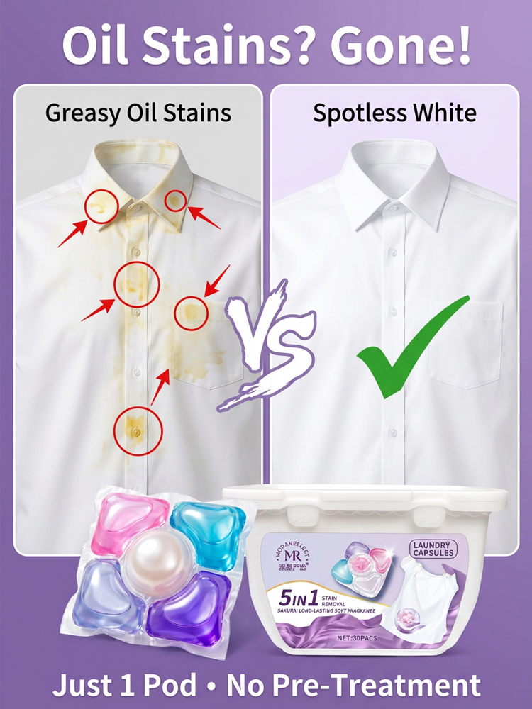 【Long-lasting fragrance for 30 days】EcoWash 5-in-1 Laundry Pods | 15s Fast Dissolve in Cold Water | Plant Based Hypoallergenic |Odor Removal 🌸💧