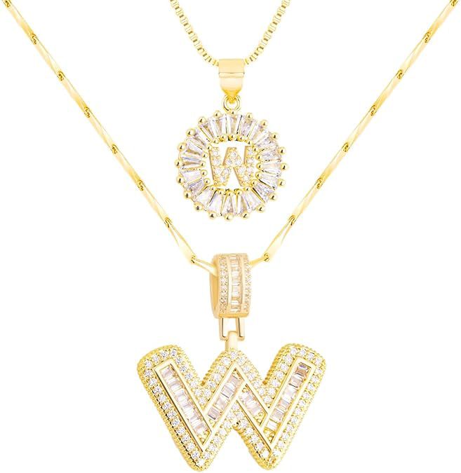 Premium A-Z Initial Pendant Necklace | Baguette Cut Simulated Diamond | Hypoallergenic 18K Gold Vermeil 💎✨
