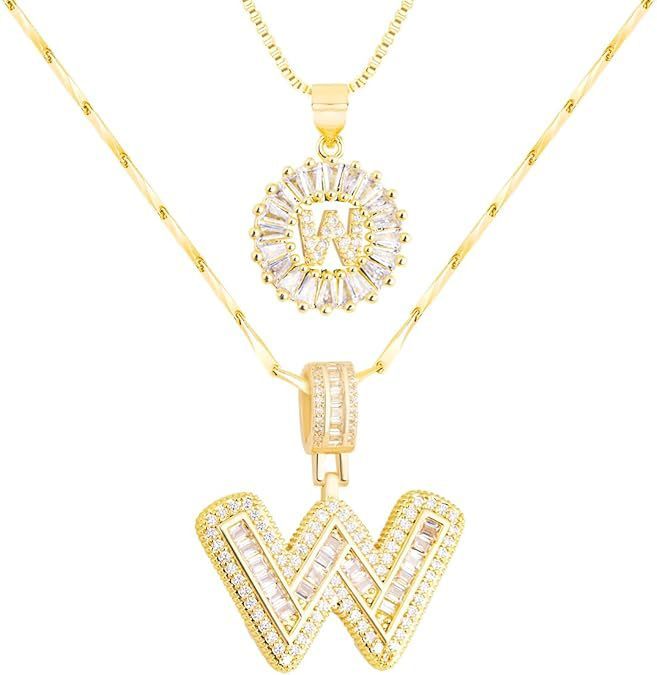 Premium A-Z Initial Pendant Necklace | Baguette Cut Simulated Diamond | Hypoallergenic 18K Gold Vermeil 💎✨