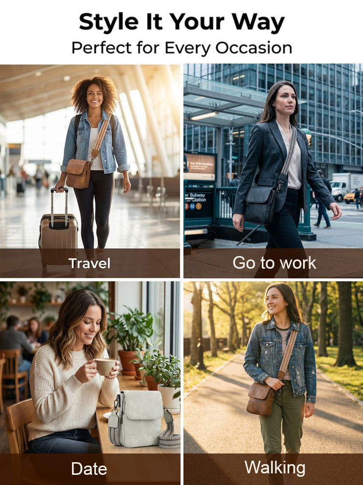 【Genuine leather】Premium Tuscan Leather Crossbody Bag- Anti-Theft Travel Organizer - Opens Flat 💼✨