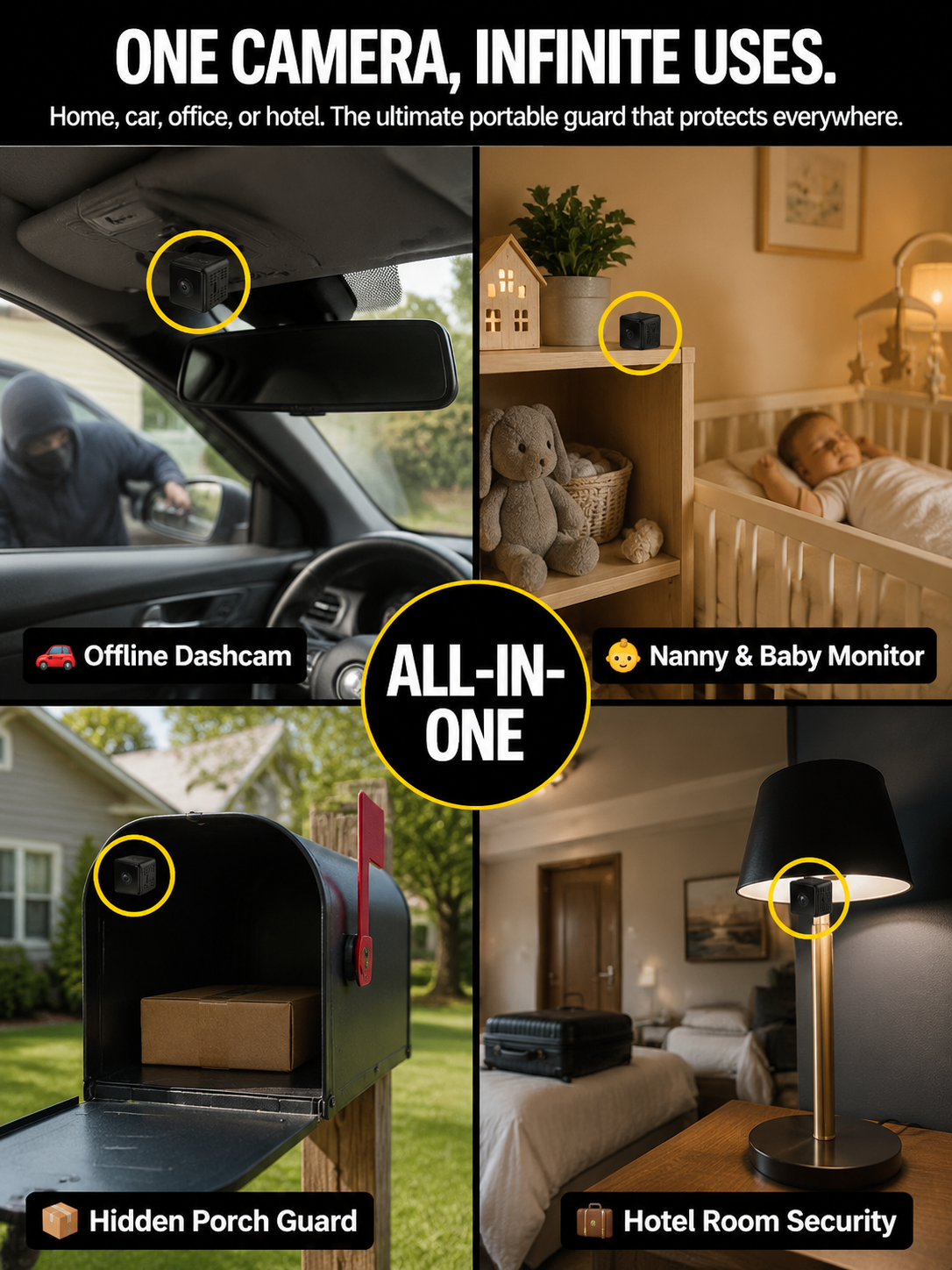 No wires no wifi no problem experience the magnetic x9 camera with 1080p color night vision