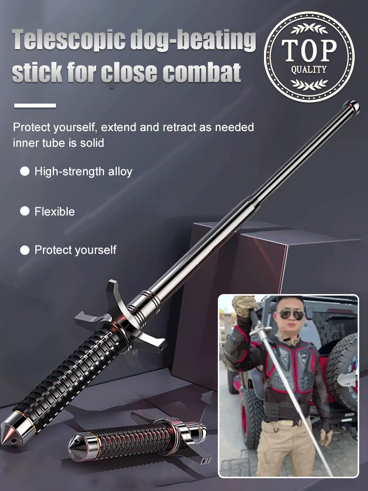 🛡️ Ultimate EDC: Close Combat Weapon: Telescopic Dog-Beating Staff / Trekking Pole – 1095 High-Carbon Steel, Window Breaker And 5000lbs Load Capacity! 💥👇