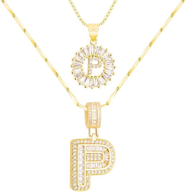 Premium A-Z Initial Pendant Necklace | Baguette Cut Simulated Diamond | Hypoallergenic 18K Gold Vermeil 💎✨