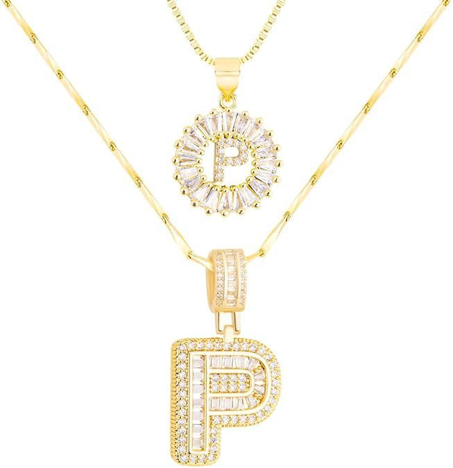 Premium A-Z Initial Pendant Necklace | Baguette Cut Simulated Diamond | Hypoallergenic 18K Gold Vermeil 💎✨