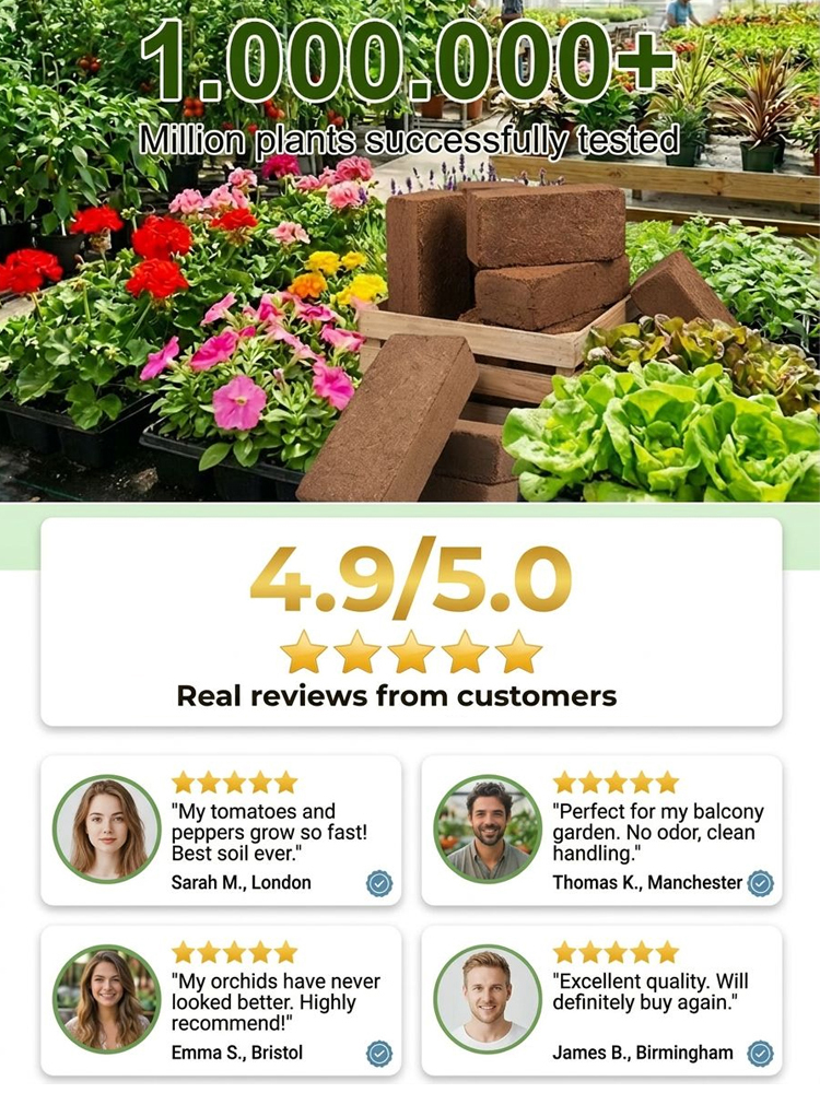 Just Add Water Soil Substitute | Compressed Coco Coir Brick | Expands 10X |Bug-Free Indoor Potting Mix 🌱