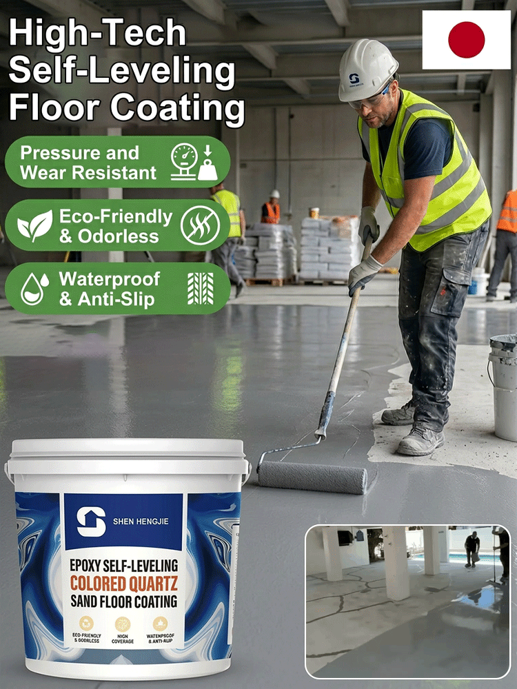 【2-Hour Fast Dry】Kinzu Self-Leveling Liquid Floor Paint - 2 Hour Fast Dry - Waterproof - Anti Slip- High Durability 🛠️✨