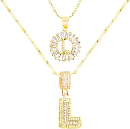 Premium A-Z Initial Pendant Necklace | Baguette Cut Simulated Diamond | Hypoallergenic 18K Gold Vermeil 💎✨