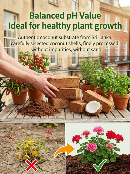 Just Add Water Soil Substitute | Compressed Coco Coir Brick | Expands 10X |Bug-Free Indoor Potting Mix 🌱