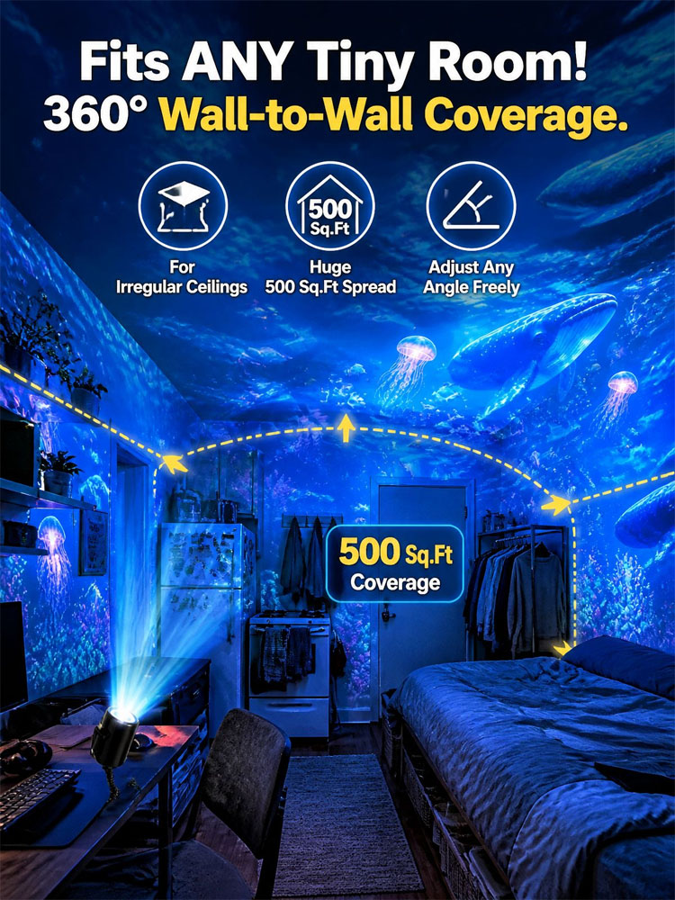 Comauo Ocean & Galaxy Projector: Ultra-HD Sphere Tech, Turns Your Room & Car Into an Aquarium in 1s.