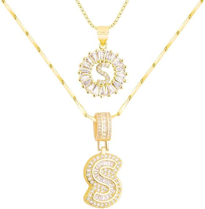 Premium A-Z Initial Pendant Necklace | Baguette Cut Simulated Diamond | Hypoallergenic 18K Gold Vermeil 💎✨