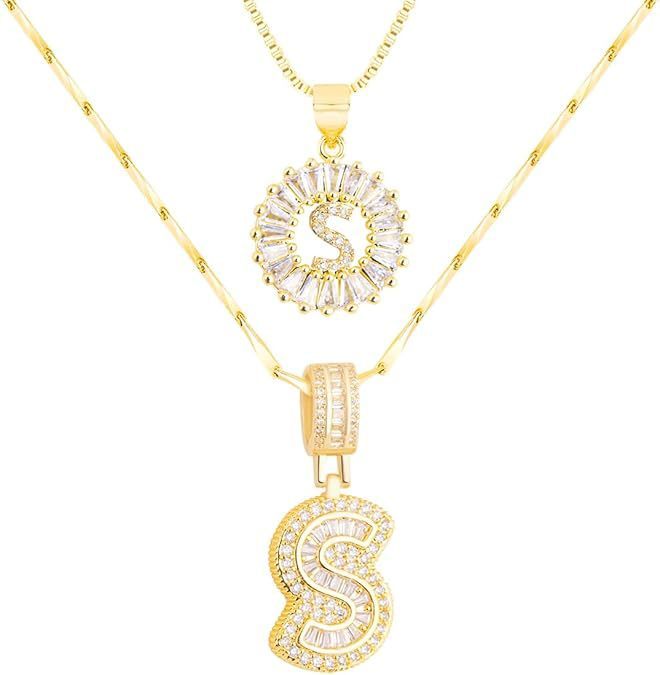 Premium A-Z Initial Pendant Necklace | Baguette Cut Simulated Diamond | Hypoallergenic 18K Gold Vermeil 💎✨