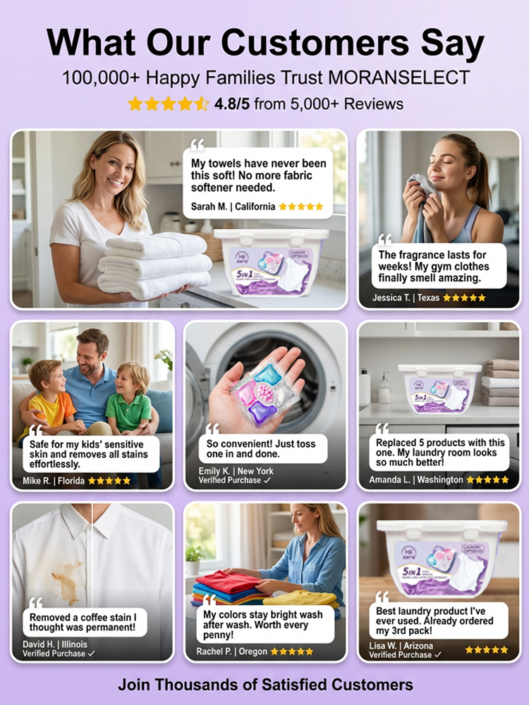 【Long-lasting fragrance for 30 days】EcoWash 5-in-1 Laundry Pods | 15s Fast Dissolve in Cold Water | Plant Based Hypoallergenic |Odor Removal 🌸💧