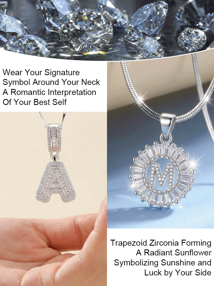 Premium A-Z Initial Pendant Necklace | Baguette Cut Simulated Diamond | Hypoallergenic 18K Gold Vermeil 💎✨