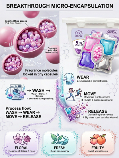 【Long-lasting fragrance for 30 days】EcoWash 5-in-1 Laundry Pods | 15s Fast Dissolve in Cold Water | Plant Based Hypoallergenic |Odor Removal 🌸💧