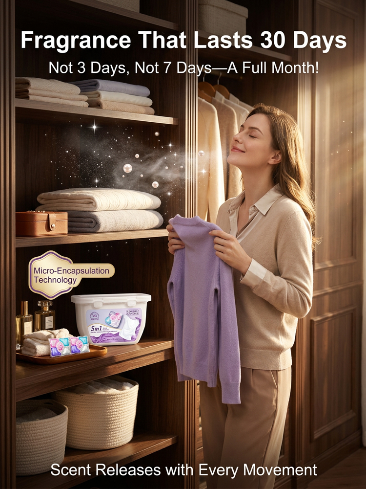 【Long-lasting fragrance for 30 days】EcoWash 5-in-1 Laundry Pods | 15s Fast Dissolve in Cold Water | Plant Based Hypoallergenic |Odor Removal 🌸💧