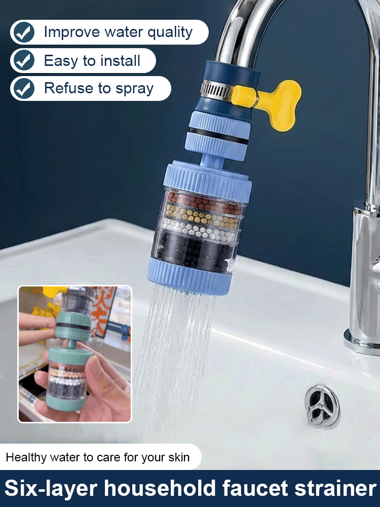 【Japanese purification technology】Premium 6-Layer Faucet Water Filter | Removes Chlorine | 10-Second Install 💧✨