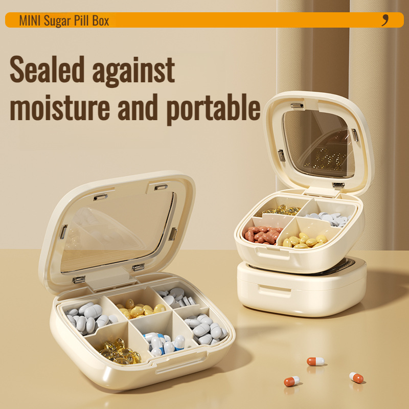 Portable medicine pill box travel packing box with compartments for three meals a day and seven days