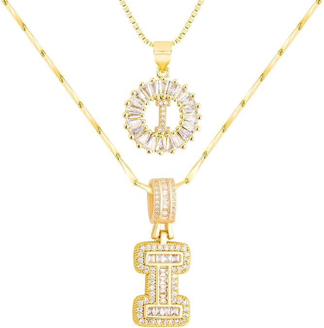 Premium A-Z Initial Pendant Necklace | Baguette Cut Simulated Diamond | Hypoallergenic 18K Gold Vermeil 💎✨