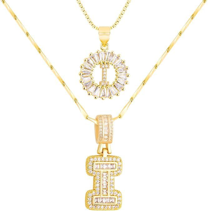 Premium A-Z Initial Pendant Necklace | Baguette Cut Simulated Diamond | Hypoallergenic 18K Gold Vermeil 💎✨
