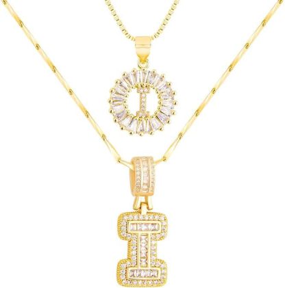 Premium A-Z Initial Pendant Necklace | Baguette Cut Simulated Diamond | Hypoallergenic 18K Gold Vermeil 💎✨