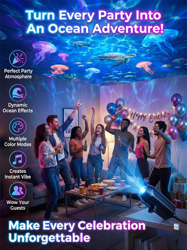 Comauo Ocean & Galaxy Projector: Ultra-HD Sphere Tech, Turns Your Room & Car Into an Aquarium in 1s.