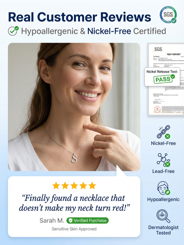 Premium A-Z Initial Pendant Necklace | Baguette Cut Simulated Diamond | Hypoallergenic 18K Gold Vermeil 💎✨