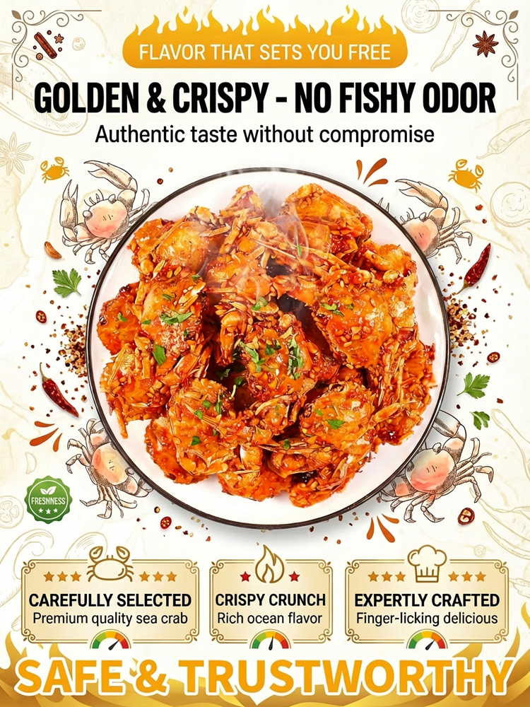 Premium Wild Caught Whole Mini Crabs - Low Carb Keto Friendly Snack - Vacuum Dehydrated Crispy Seafood 🦀🔥