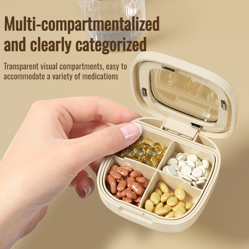 Portable medicine pill box travel packing box with compartments for three meals a day and seven days