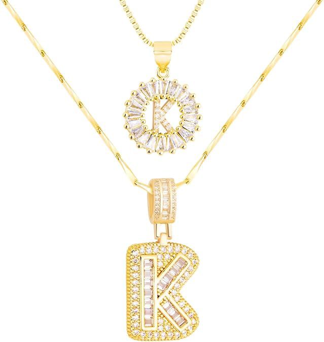 Premium A-Z Initial Pendant Necklace | Baguette Cut Simulated Diamond | Hypoallergenic 18K Gold Vermeil 💎✨