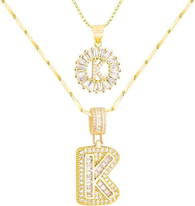 Premium A-Z Initial Pendant Necklace | Baguette Cut Simulated Diamond | Hypoallergenic 18K Gold Vermeil 💎✨