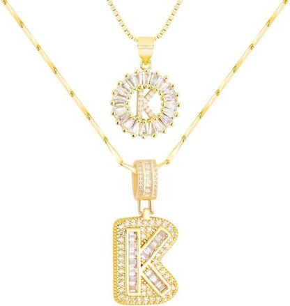 Premium A-Z Initial Pendant Necklace | Baguette Cut Simulated Diamond | Hypoallergenic 18K Gold Vermeil 💎✨