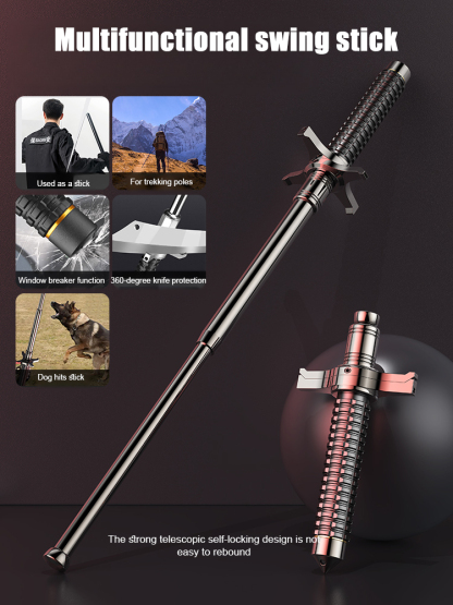 ⭐Multifunctional Alloy Steel Swing Stick⭐Telescopic Self-Locking Design⭐Emergency Window Breaker⭐Outdoor Trekking Pole⭐Robust Wear-Resistant Safety Tool
