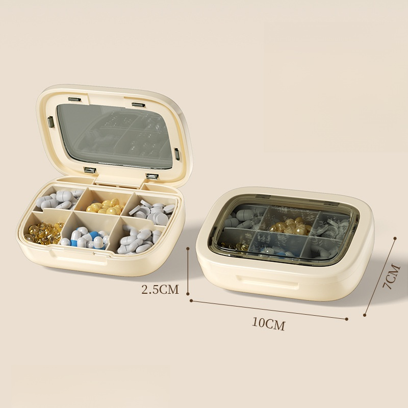 Portable medicine pill box travel packing box with compartments for three meals a day and seven days