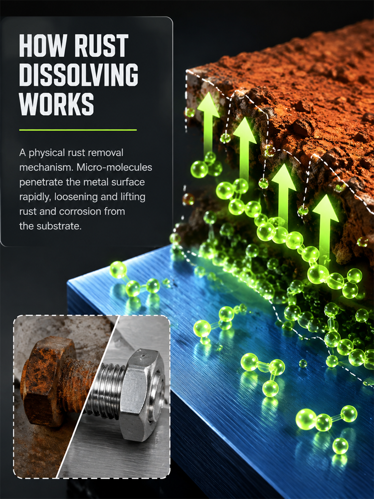 🔧 Pro Grade Fast Rust Cleaner | Zero Grinding Needed | Deep Rust Dissolution | 100% Money-Back Guarantee 🛡️
