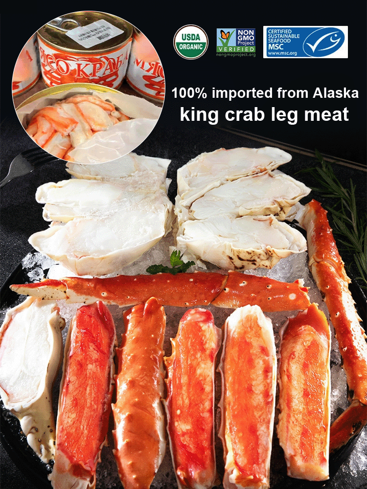 Russian Ready-to-Eat Canned Crab Leg Meat【Wild Caught High Protein King Crab Legs Only 100 Calories Per Leg】