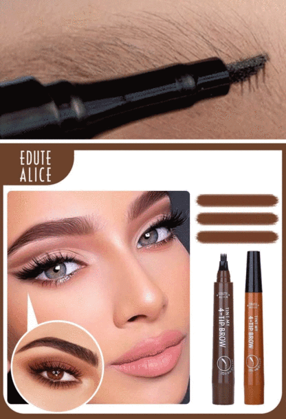【MADIELI   4 Head Liquid Bionic Eyebrow Pencil】The secret is the 4-fork tip. One stroke, four realistic hairs. Build over 200 hair-like strokes effortlessly.
