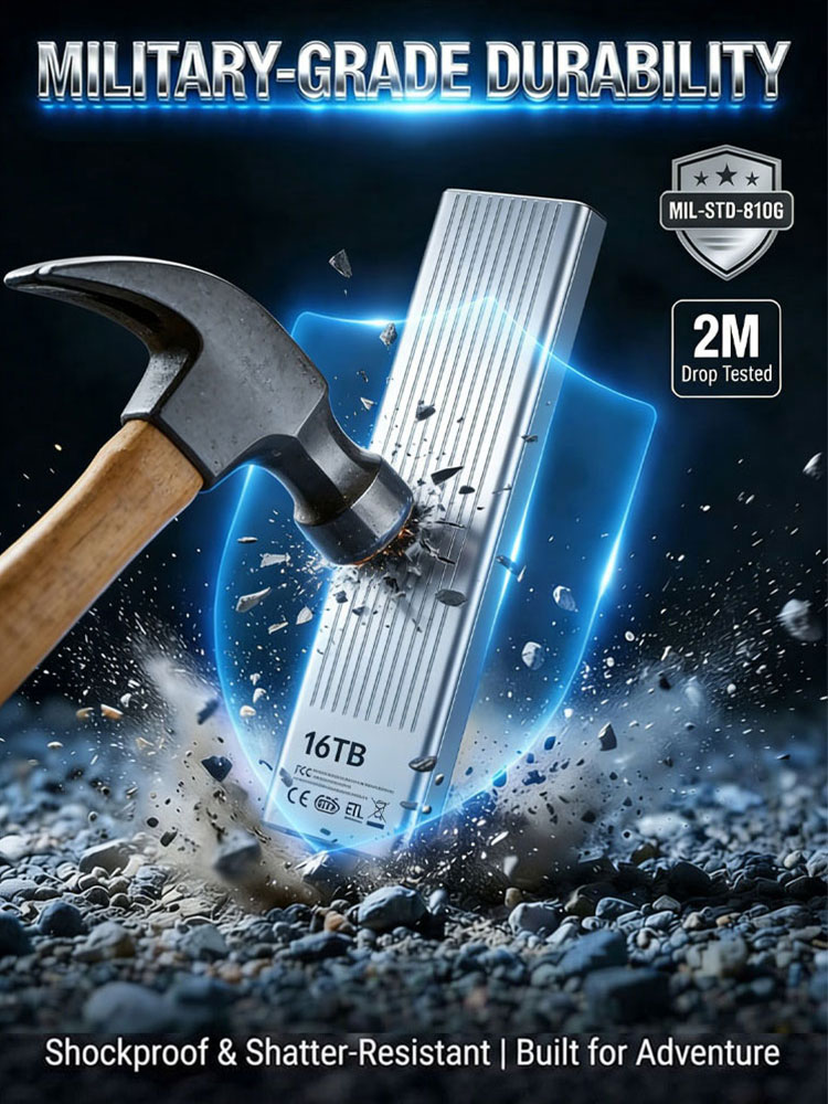 【16TB Portable SSD Export Liquidation Sale At Factory Price 】IP54 waterproof and shockproof storage compatible with iPhone Mac and PC including free trial